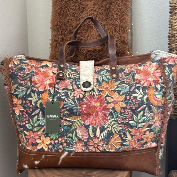 Myra Bag Fyole Canvas & Hairon Weekender Bag - Picture 1 of 10